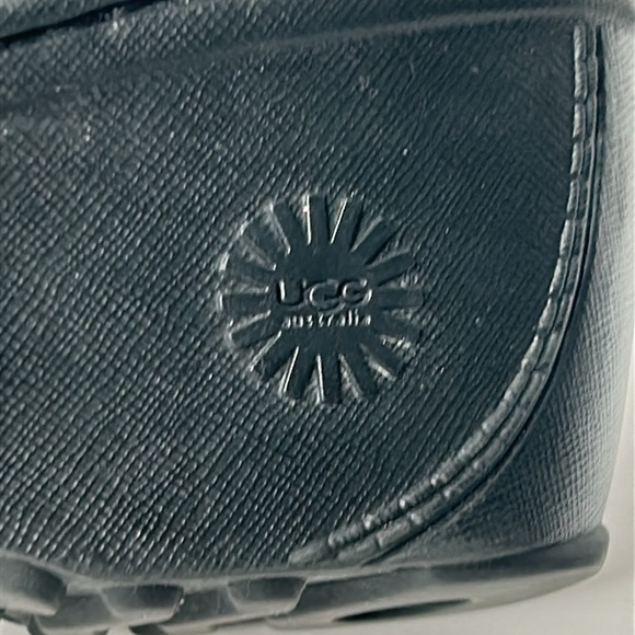 UGG Australia Gael Black Suede Clogs Wedge Heel Sheepskin Shearling Mules Sz 6 - Picture 13 of 17